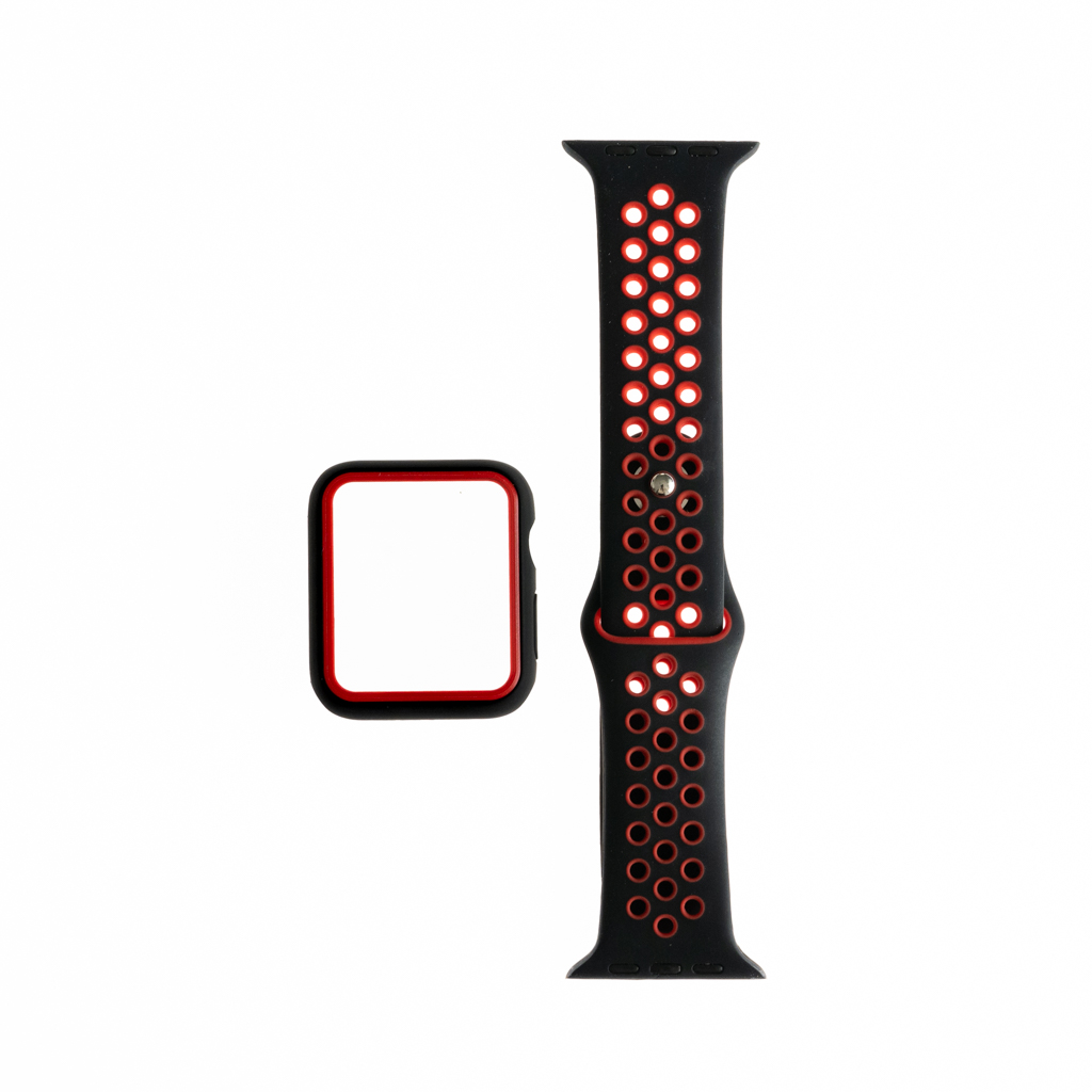 Pulseras generico pulsera nike + bumper negro / rojo 45 mm
