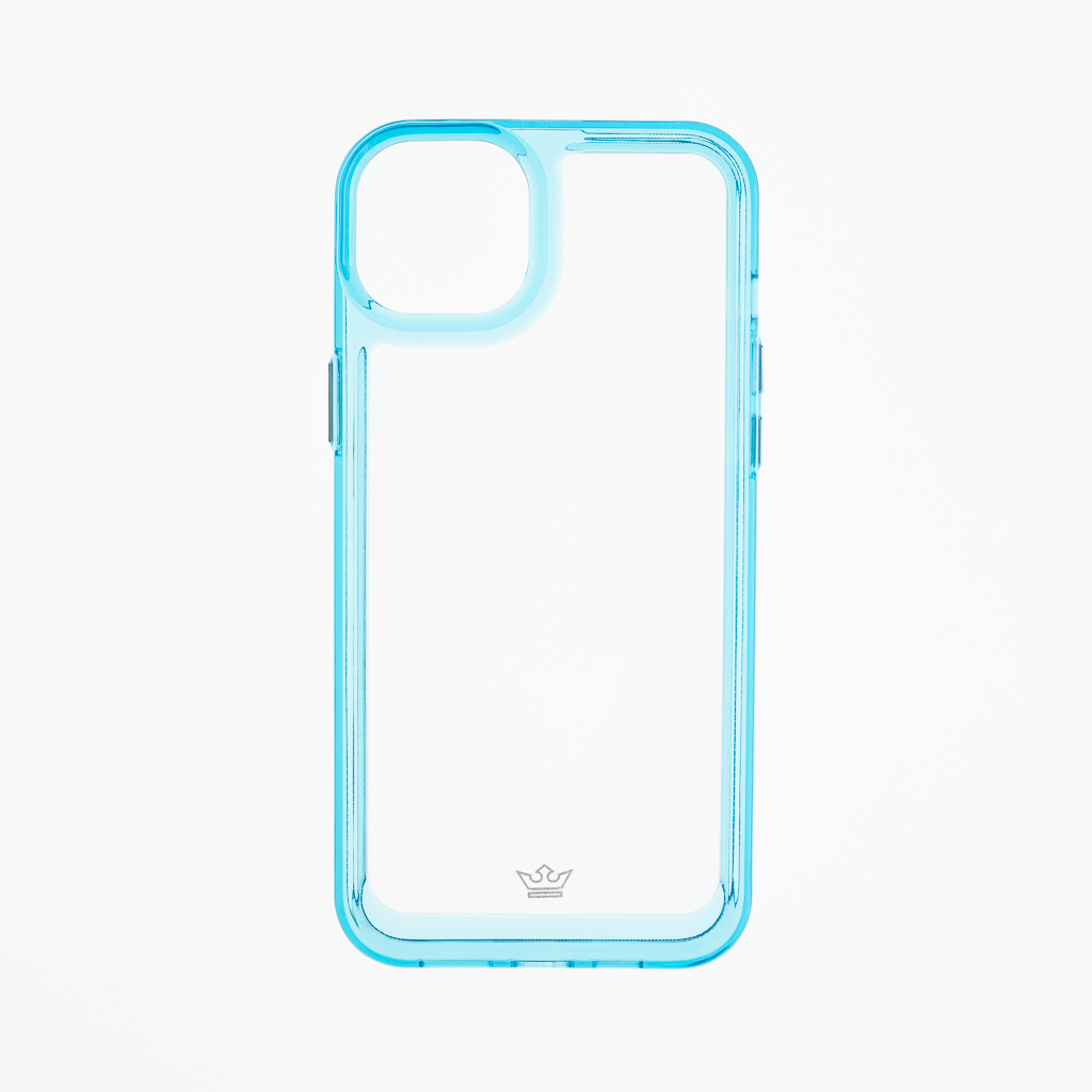 Estuche el rey marco de iphone 14 plus color transparente / turquesa