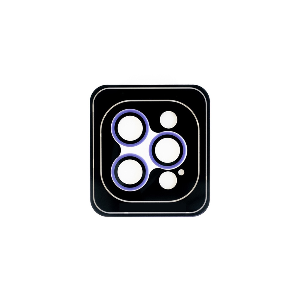 Accesorio el rey vidrio templado camara con borde plastico iphone 12pro / 12pro max color lila