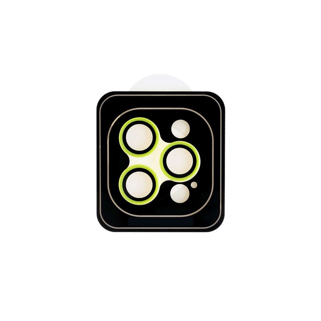 Accesorio el rey vidrio templado camara con borde plastico iphone 12pro / 12pro max color verde limon