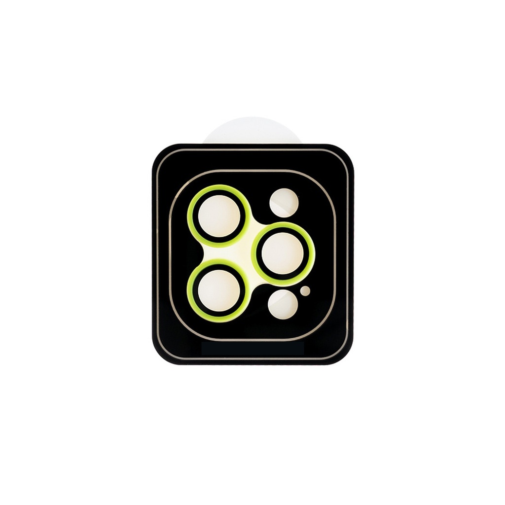 Accesorio el rey vidrio templado camara con borde plastico iphone 12pro / 12pro max color verde limon