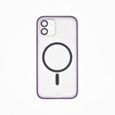 Estuche el rey magsafe con marco de vidrio templado de camara traseraiphone 12 color morado
