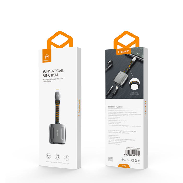 Cable mcdodo adaptador ca 6340 lightning to dc3.5 mm lightning aluminum audio