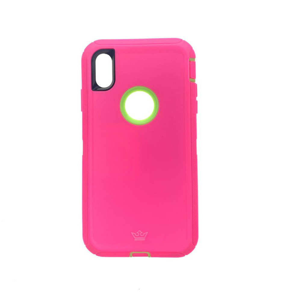 Estuche el rey defender iphone xmax (6.5) color fucsia / verde