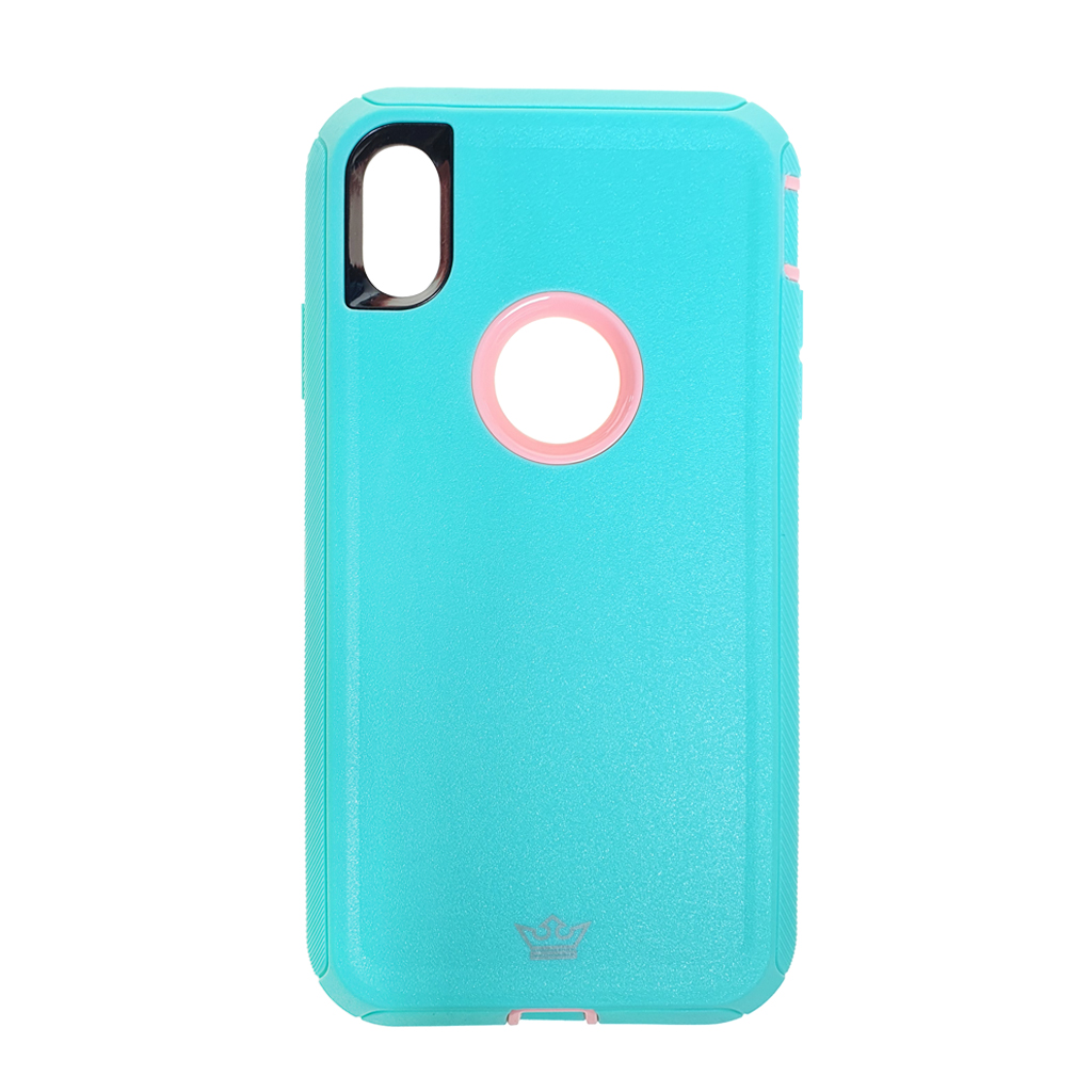 Estuche el rey defender iphone xmax (6.5) color menta / rosado