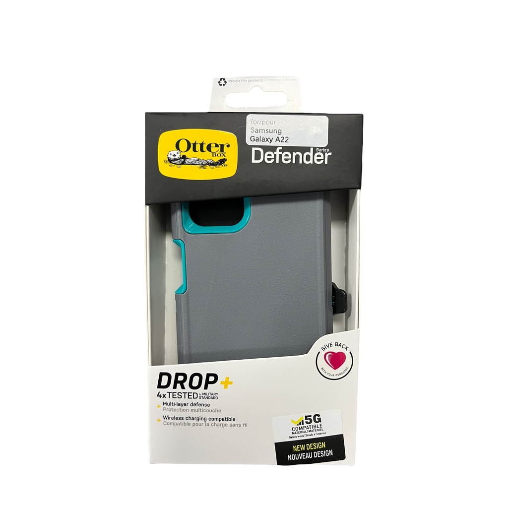 Estuche otterbox defender samsung a22 color gris / menta