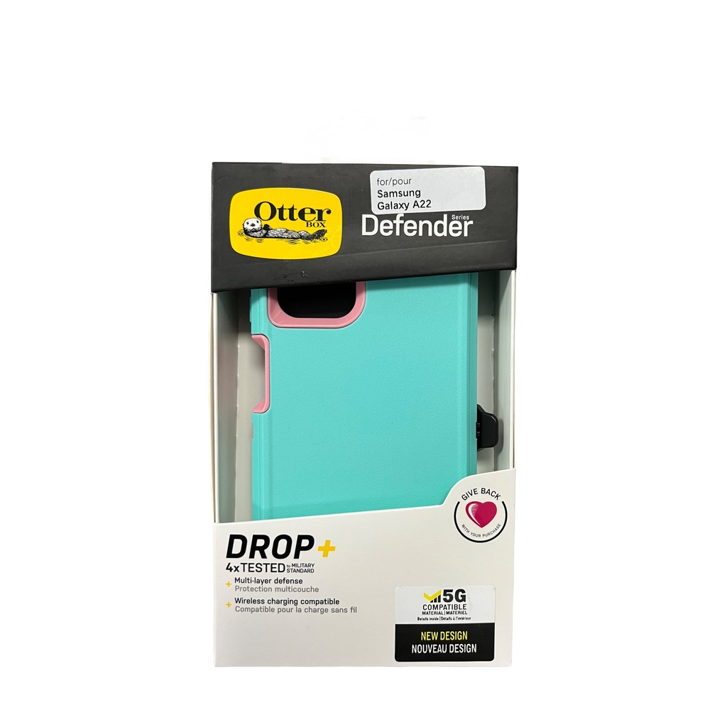 Estuche otterbox defender samsung a22 color menta / rosado