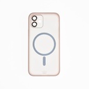 Estuche el rey magsafe con marco de vidrio templado de camara traseraiphone 12 color rosado
