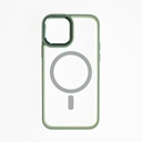 Estuche el rey magsafe con borde con la funcióniphone 12 pro color transparente / verde