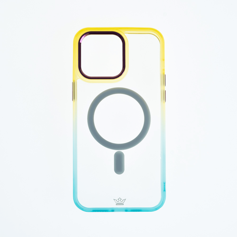 Estuche el rey degrade borde y magsafe iphone 14 pro amarillo/menta