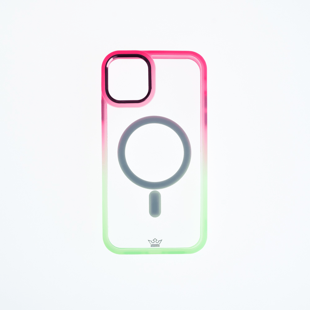 Estuche el rey degrade borde y magsafe iphone 13 pro max fucsia/verde