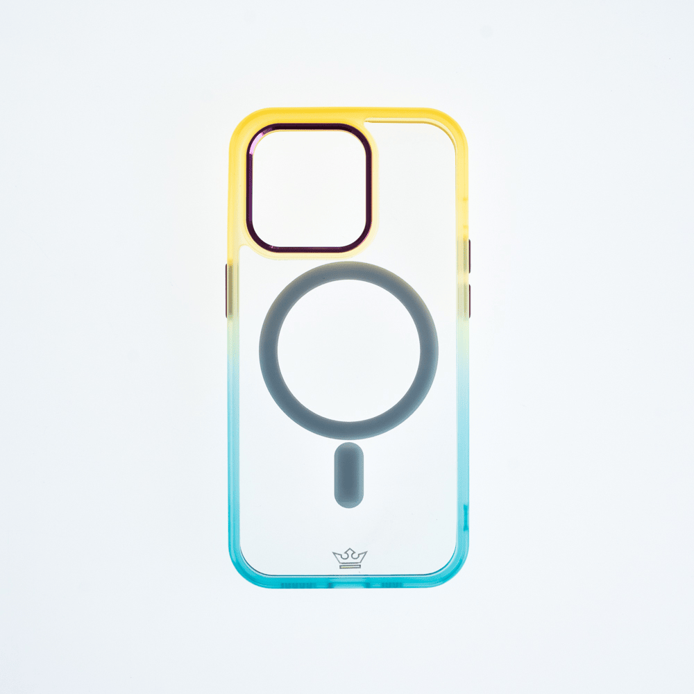 Estuche el rey degrade borde y magsafe iphone 14 pro amarillo limon/menta