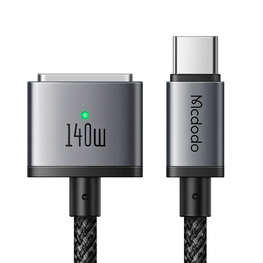 Cable mcdodo otro ca-1470  para macbook  140w type-c to magsafe 3 charging cable con led color negro