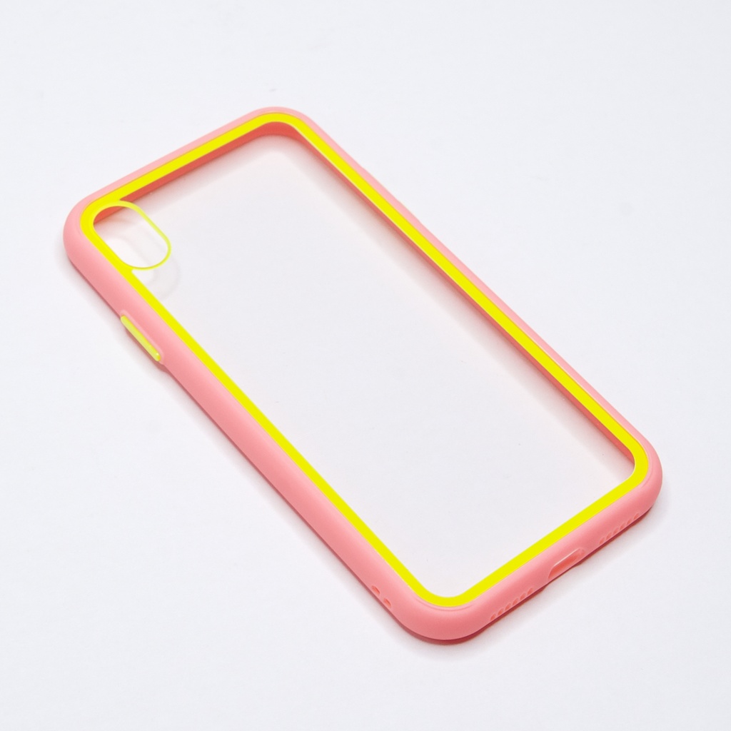Estuche el rey iphone xs max marco color transparente / rosado
