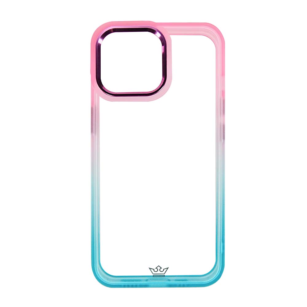 Estuche clasico el rey degrade apple iphone 12 pro max color rosado / turquesa