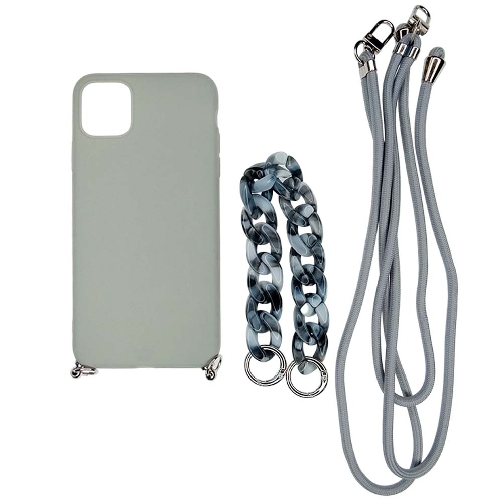 Estuche El Rey Strap Iphone 14 Pro Strap De Mano + Strap Hombro Color Gris