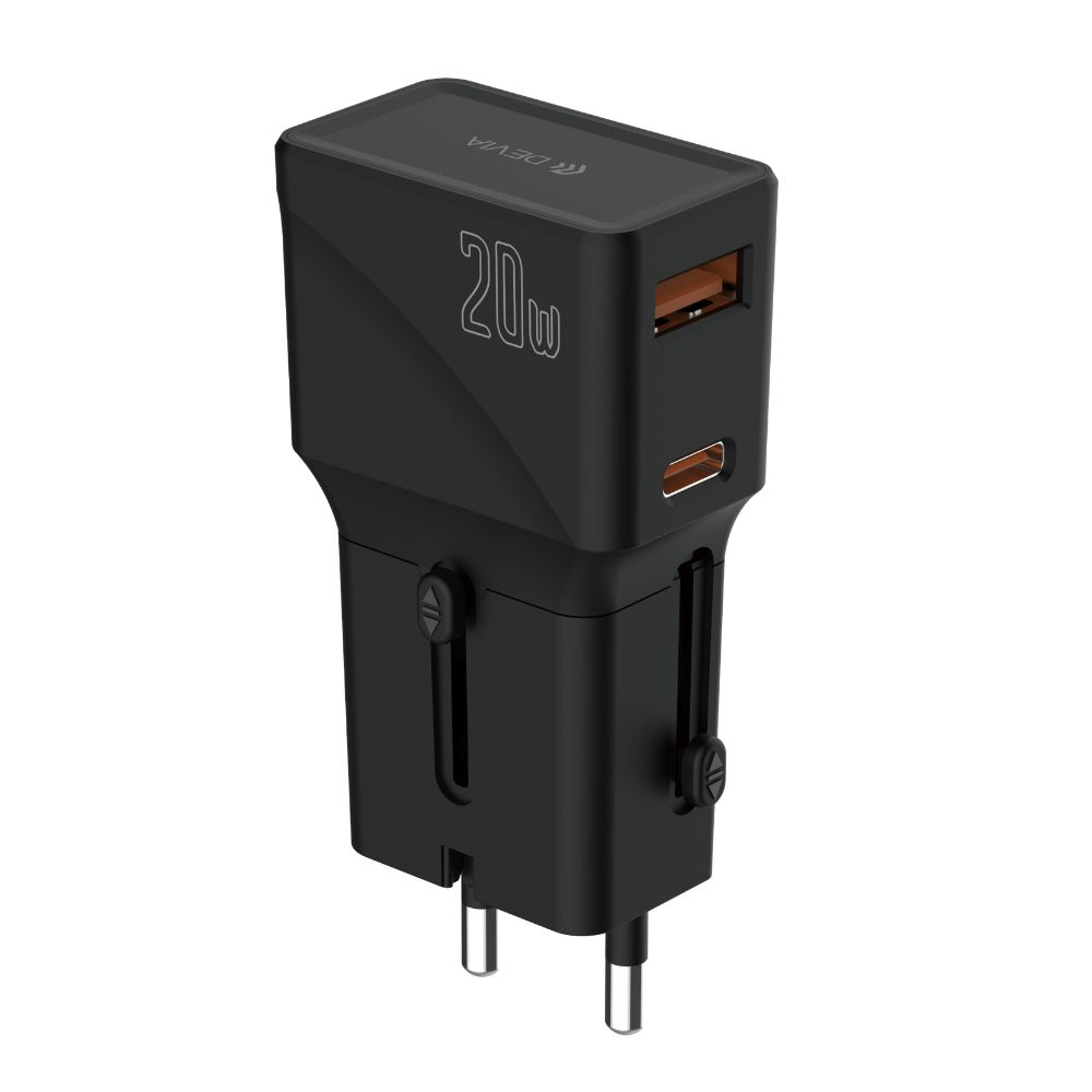 Cargador devia multi proposito global multi-function 20w pd+qc mini color negro