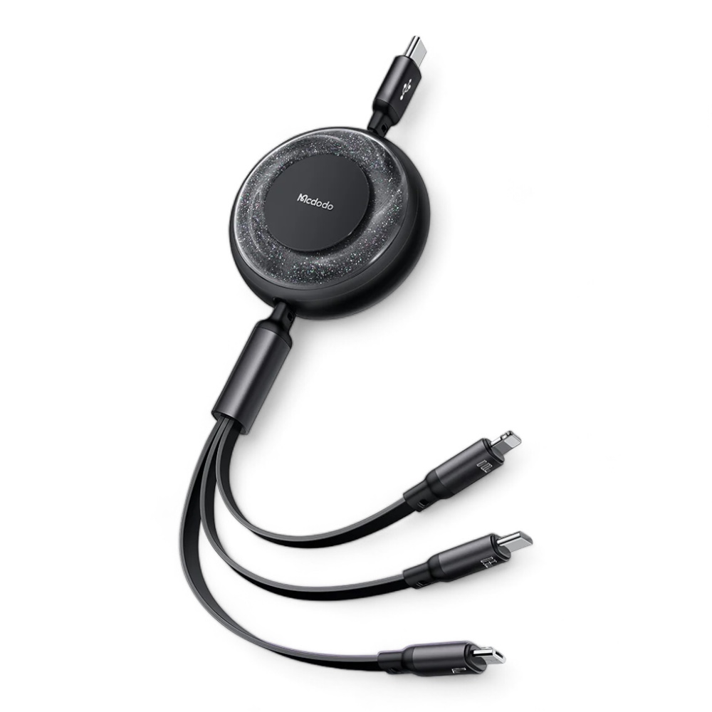 Cable mcdodo tipoc ca-5220 3 in 1 100w usb-c to lightning+micro+type-c super fast charging data cable 1.2m color negro