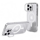 Estuche devia magsafe iphone 16 snow crystal series magnetic shockproof case with bracket color transparente