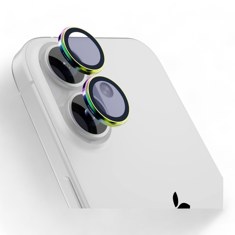 Accesorio mageasy vidrio templado camara iphone 16 lenz sapphire lens protector 2 lenses / 2 lenses large iridescent color multicolor