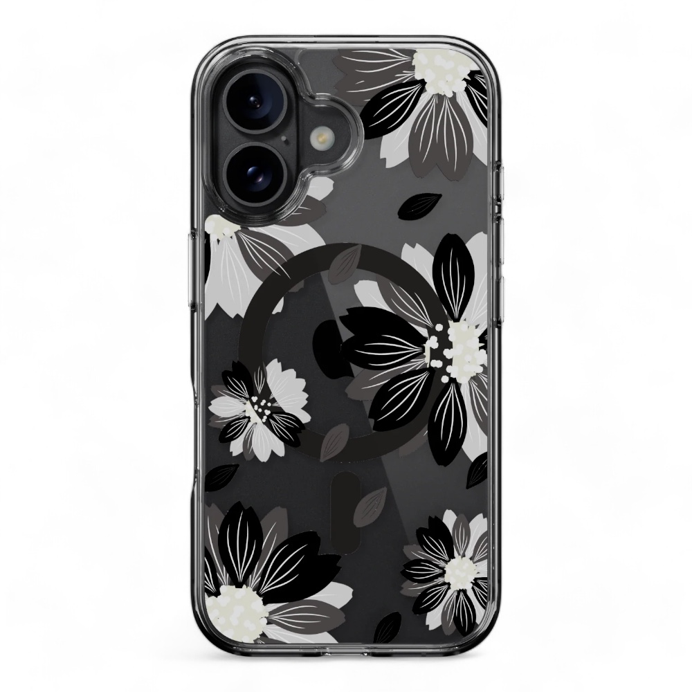 Estuche switcheasy skin iphone 16 style m pattern shockproof case black flower color multicolor