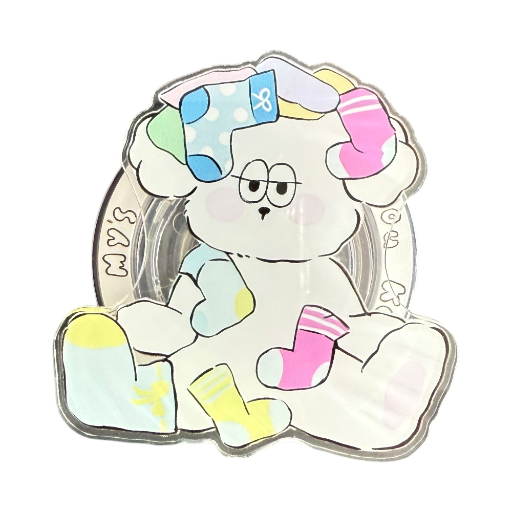 Gadget pop grip magsafe circular perrito calcetas