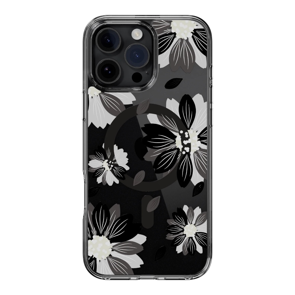 Estuche switcheasy skin iphone 16 pro style m pattern shockproof case for 2024 iphone 3 lenses black flower color multicolor