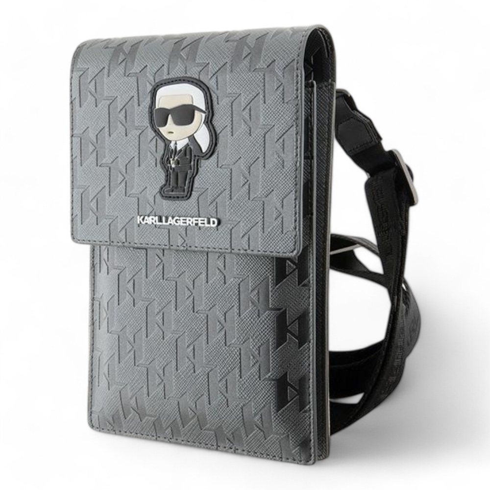 Estuche Karl Lagerfeld Wallet Saffiano Mono Ikonik Silver Universal Color Gris