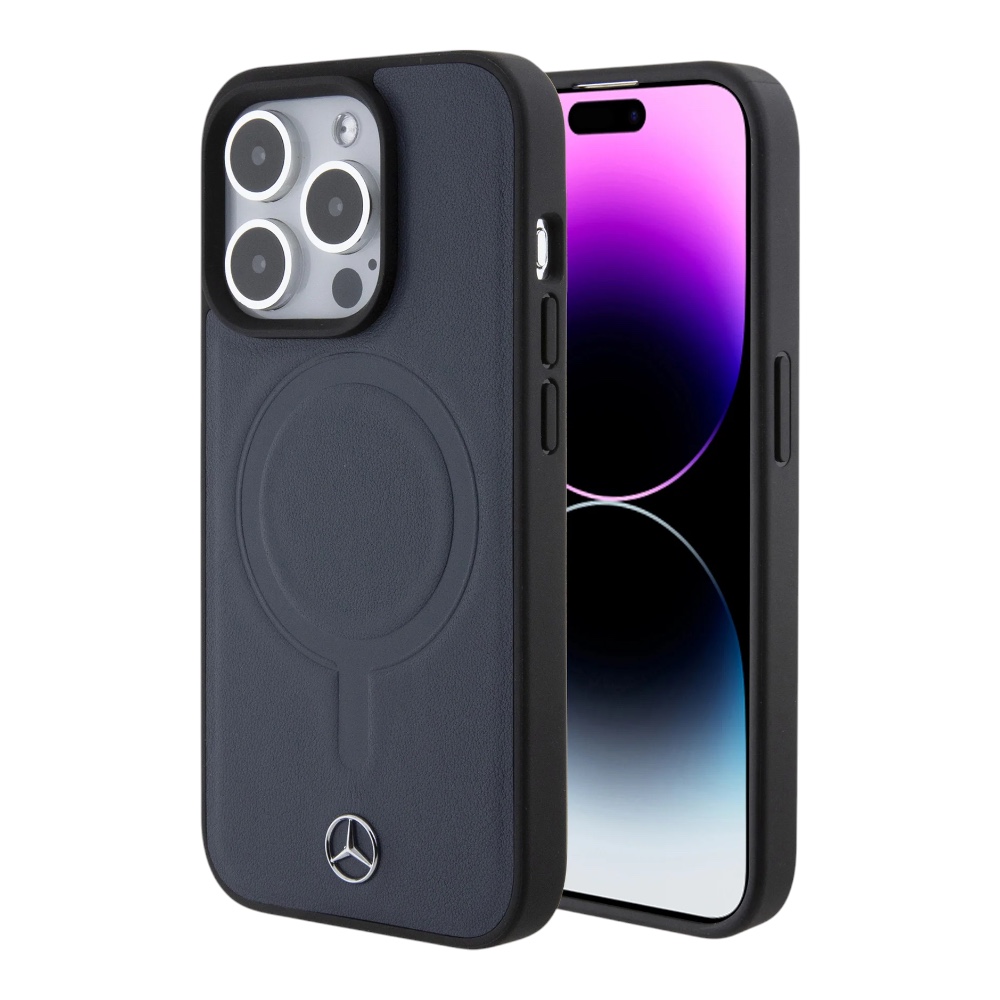 Mercedes-Benz mb hc magsafe plain smooth leather navy  iphone 16 pro max