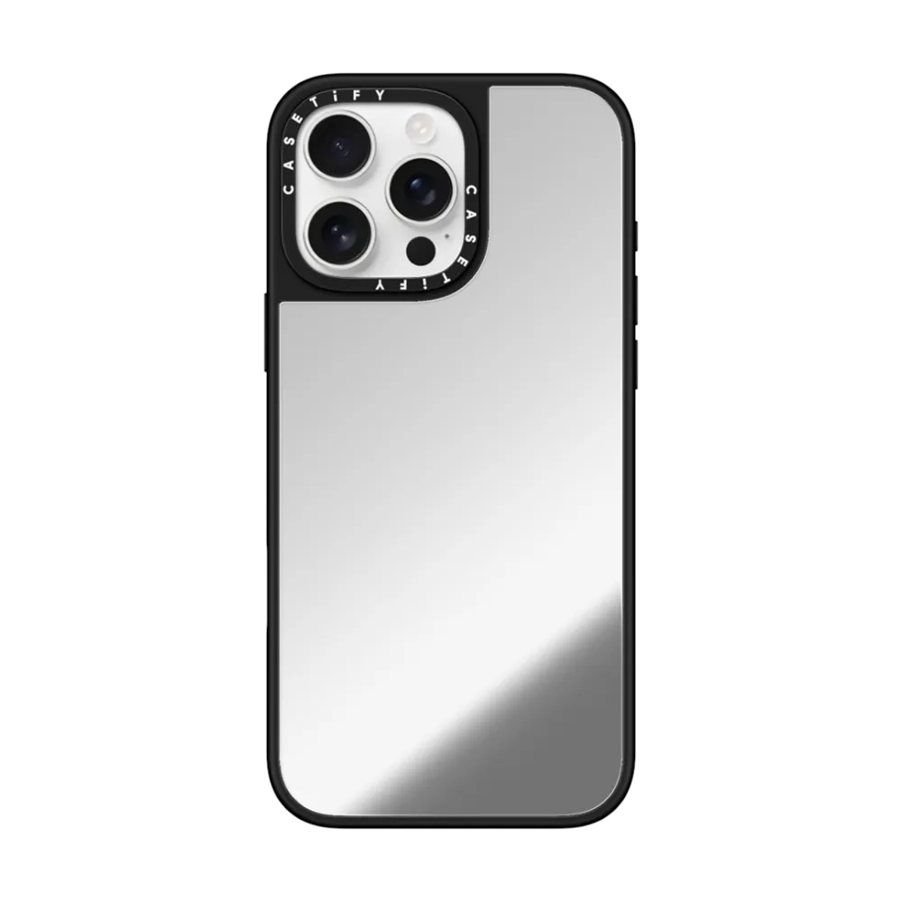 Casetify mirror marco negro iphone 16 pro  color gris