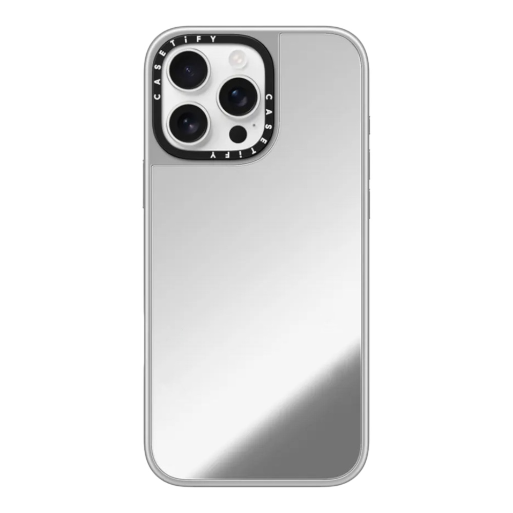 Casetify mirror marco blanco iphone 15 pro color gris