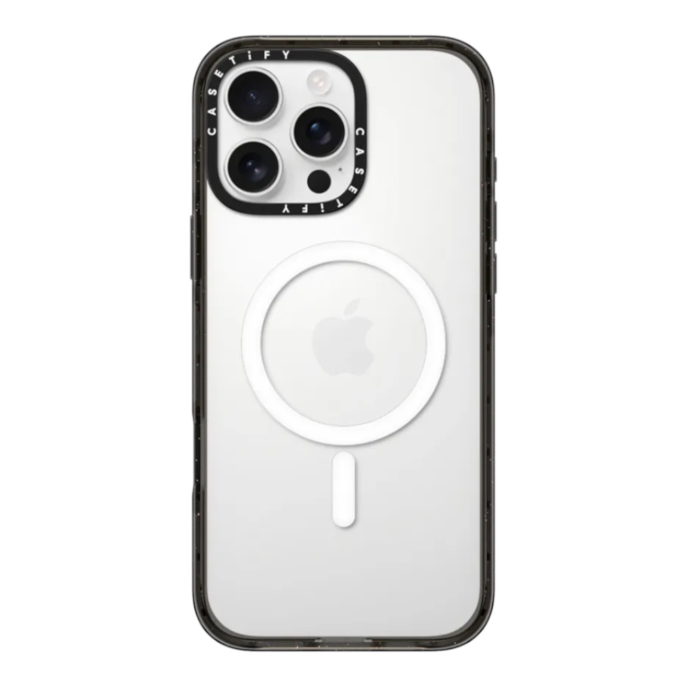 Casetify impact con magsafe iphone 16 plus color transparente con marco negro
