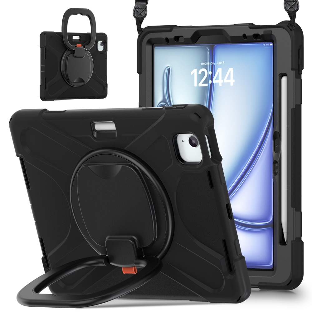 Estuche pirate b series modelo ipad air 11 2024 color negro con strap