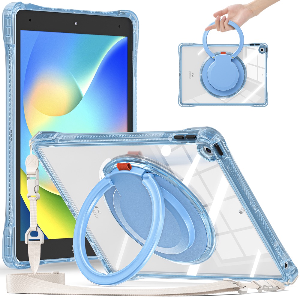 Estuche transparent b series modelo ipad 10.2 color celeste con strap