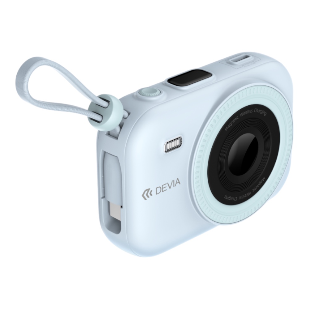 Devia EP199 Extreme Speed Series MINI 22.5W Magnetic Power Bank With Built-in 2 Cables (9600mAh) color blue
