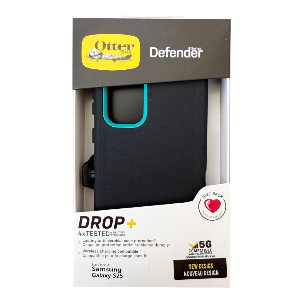 Estuche otterbox defender con clip  color  negro / menta modelo  samsung s25