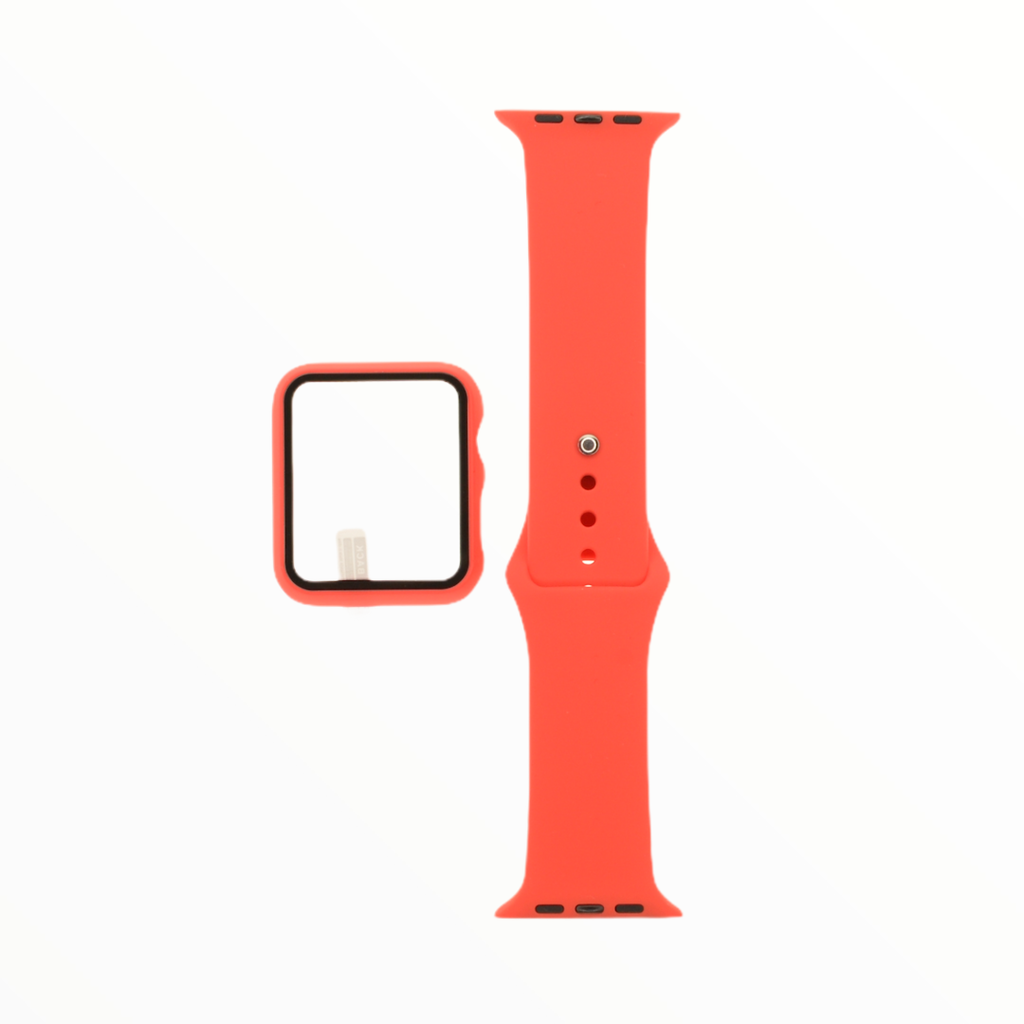 Accesorio el rey pulsera con bumper y protector de pantalla apple watch 42 mm color rojo