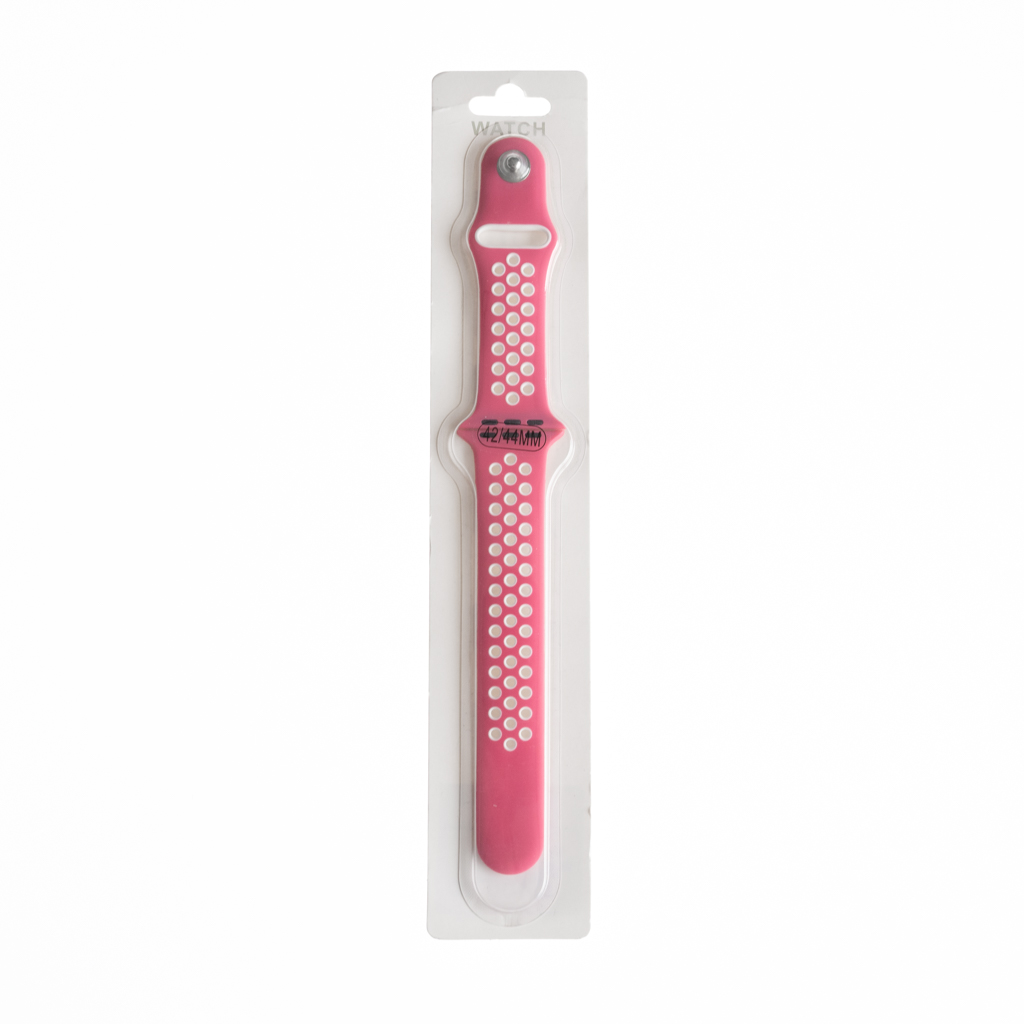 Accesorio el rey pulsera tipo nike apple watch 42 / 44 / 45 mm color rosa sandia / blanco
