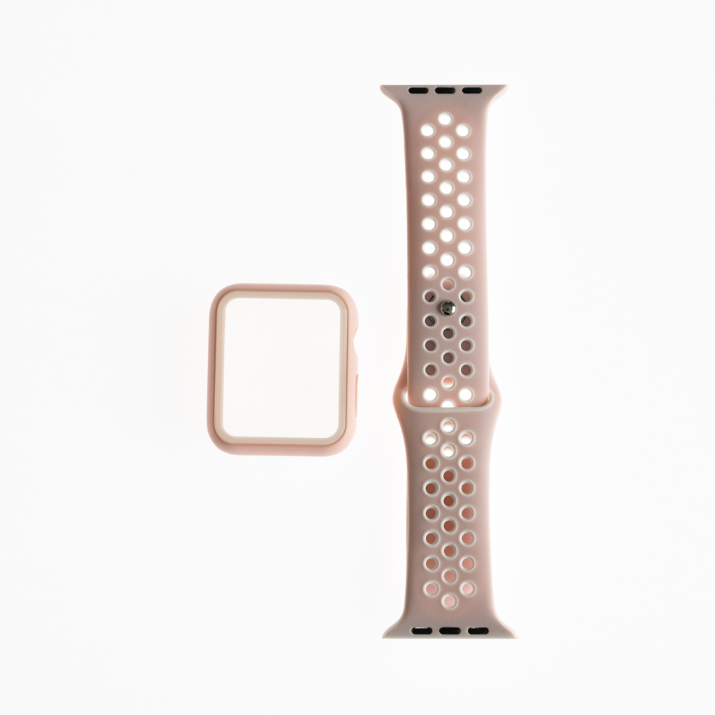 Accesorio generico pulsera nike con bumper apple watch 42 mm color rosado / blanco