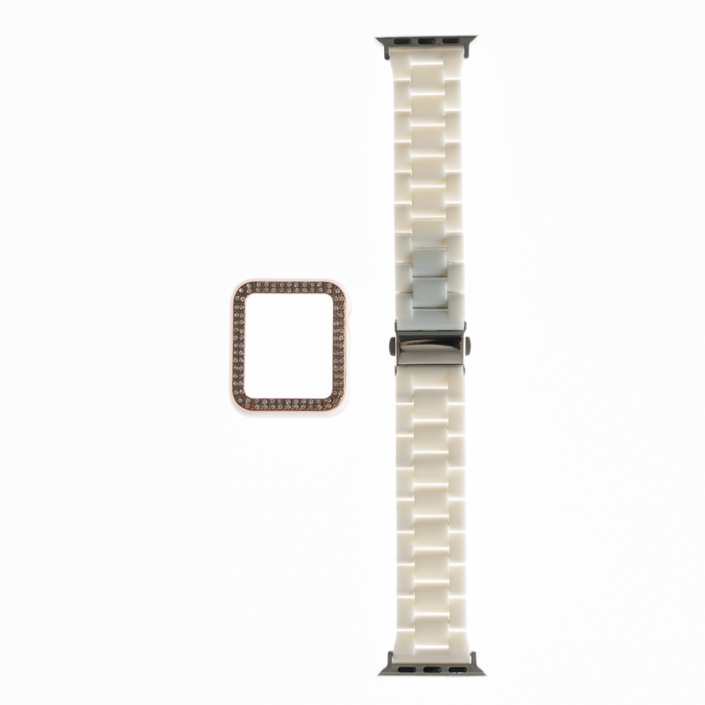 Accesorio generico pulsera con bumper de diamantes apple watch 41 mm color blanco
