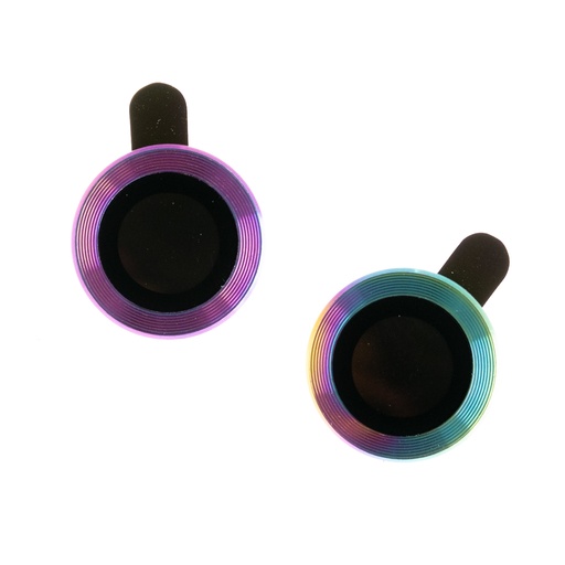 [01-119-011-0021-0214] Accesorio el rey vidrio templado camara con borde metal iphone 12 color tornasol