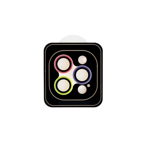 [01-119-011-0022-0209] Accesorio el rey vidrio templado camara con borde plastico iphone 12pro / 12pro max color rosado / morado / verde limon