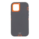 Estuche el rey defender con clip iphone 12 / pro 6.1 color gris oscuro / naranja