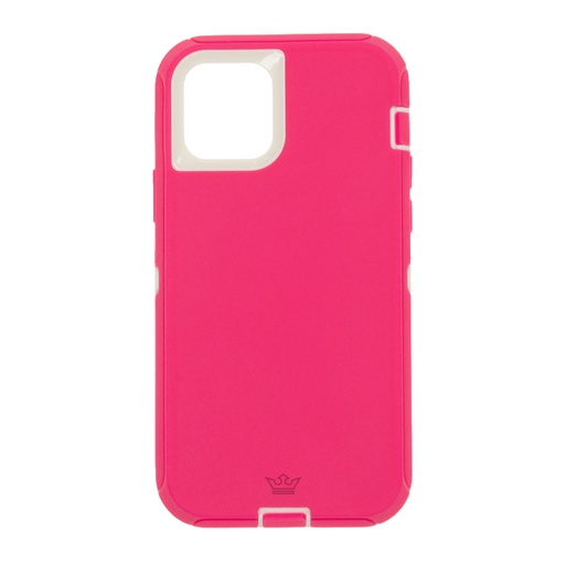 [07-024-011-0007-0081] Estuche el rey defender con clip iphone 12 pro max 6.7 color fucsia / blanco
