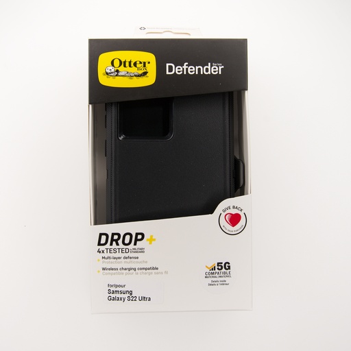 [07-024-028-0047-0157] Estuche otterbox defender con clip color negro modelo  samsung s22 ultra