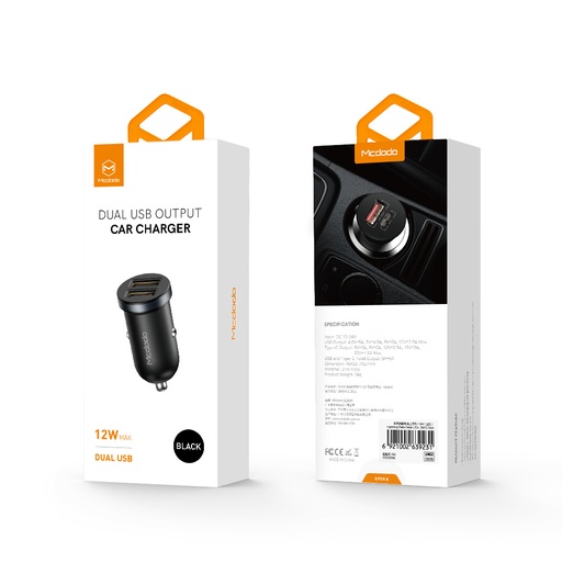 [06-017-024-0001-0157] Cargador mcdodo carro 2 usb 2.4a para color negro