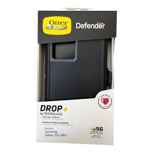 [07-024-028-0051-0171] Estuche otterbox defender con clip color negro / gris modelo  samsung s22 ultra