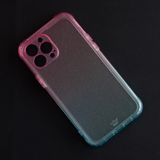 [07-041-011-0003-0131] Estuche clasico el rey glitter degrade apple iphone 13 pro max color turquesa / rosado