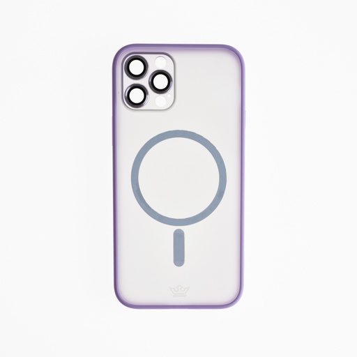 [07-062-011-0006-0134] Estuche vidrio templado el rey magsafe con marco de vidrio templado de camara trasera apple iphone 12 pro max color morado