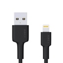 Cable aukey adaptador de 2mts brained nylon usb a a lightning color negro